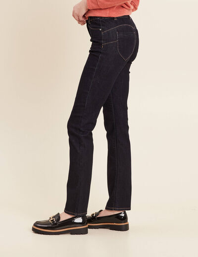 Jean droit taille basculée denim brut femme