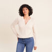 Pull manches longues creme femme