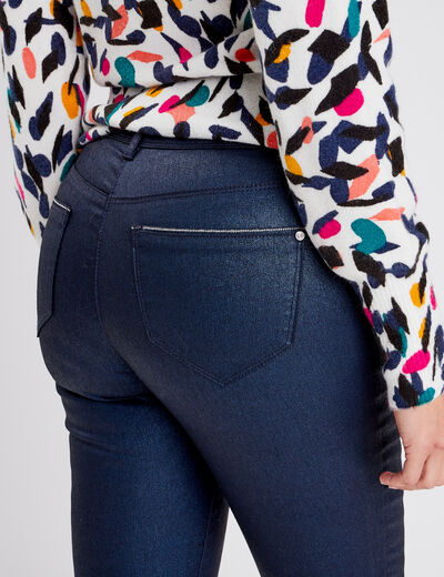 Pantalon ajusté aspect irisé bleu foncé femme