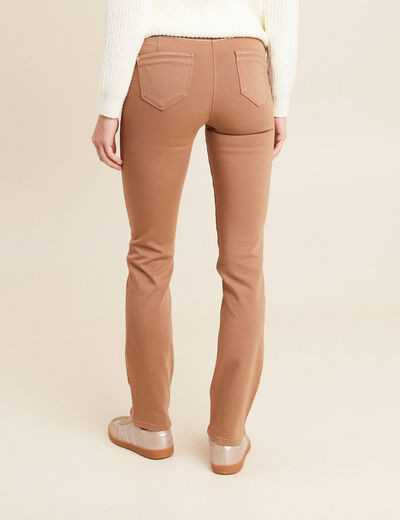 Pantalon droit taille haute taupe femme