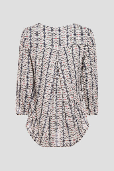 Blouse manches 3/4 ecru femme