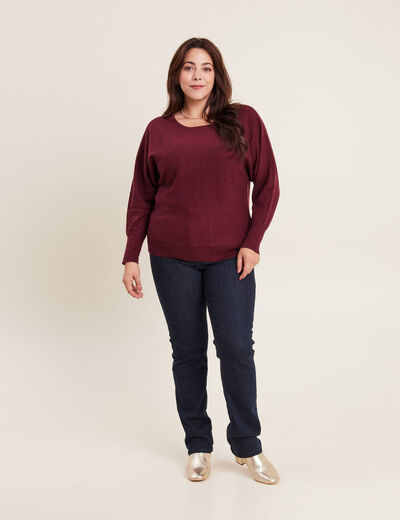 Pull manches longues bordeaux femme