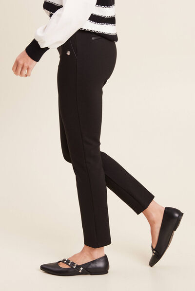 Pantalon tregging taille basculée noir femme