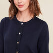 Gilet col rond bleu marine femme