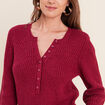 Pull manches longues rouge fonc&eacute; femme