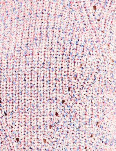 Pull droit long col v manches longues rose fushia femme