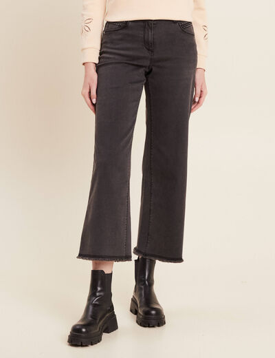 Jean large 7/8ème denim gris femme