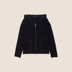 Gilet manches longues à capuche noir femme