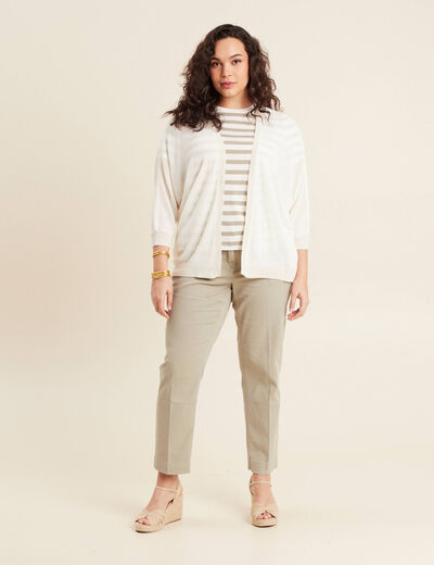 Gilet manches 3/4 ecru femme