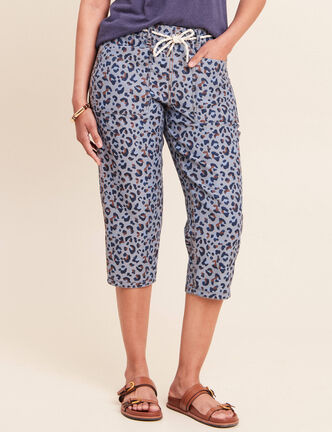 Pantacourt r&eacute;versible boyfriend bleu femme