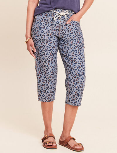 Pantacourt r&eacute;versible boyfriend bleu femme