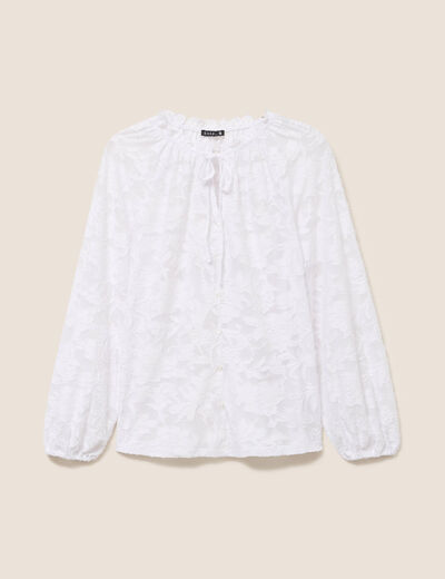 Blouse f&eacute;minine manches longues blanc femme