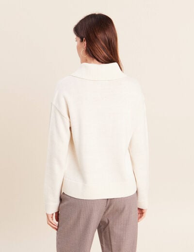 Pull col camionneur ecru femme