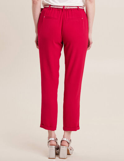 Pantalon chino à ceinture rose cerise femme
