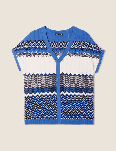 Pull à manches courtes bleu femme