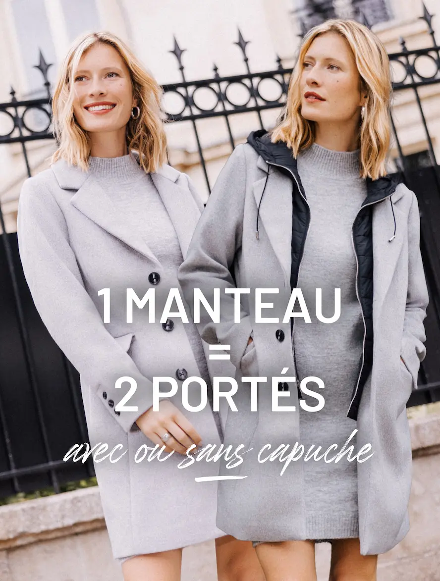 Manteau innovant avec sa capuche en doudoune amovible