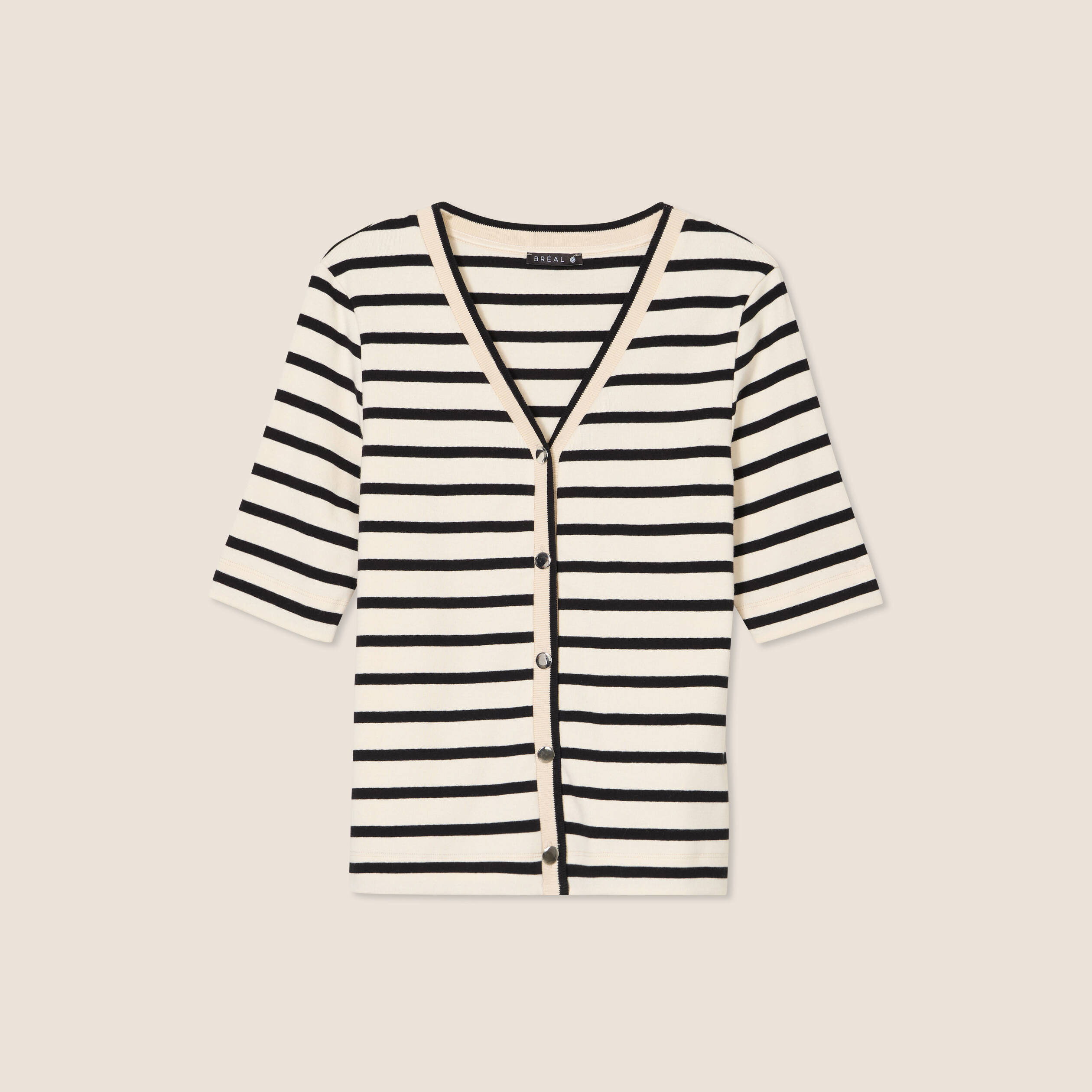 T-shirt col V en coton blanc femme