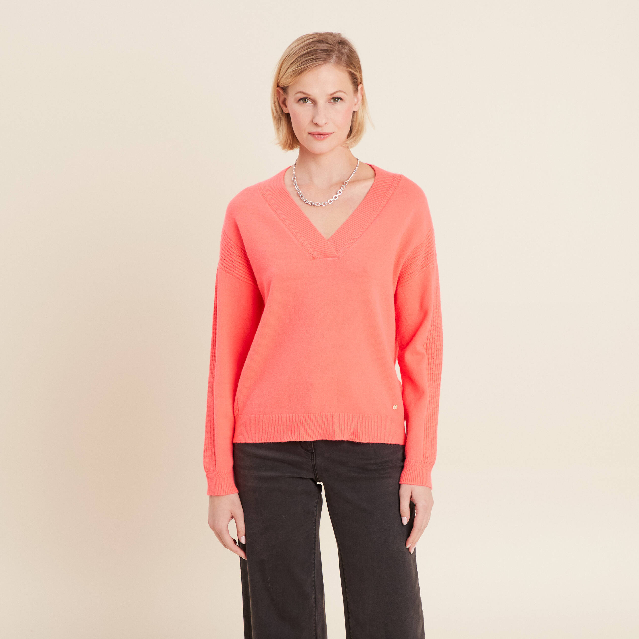 pull manches longues rose vif femme Pull manches longues rose vif femme
