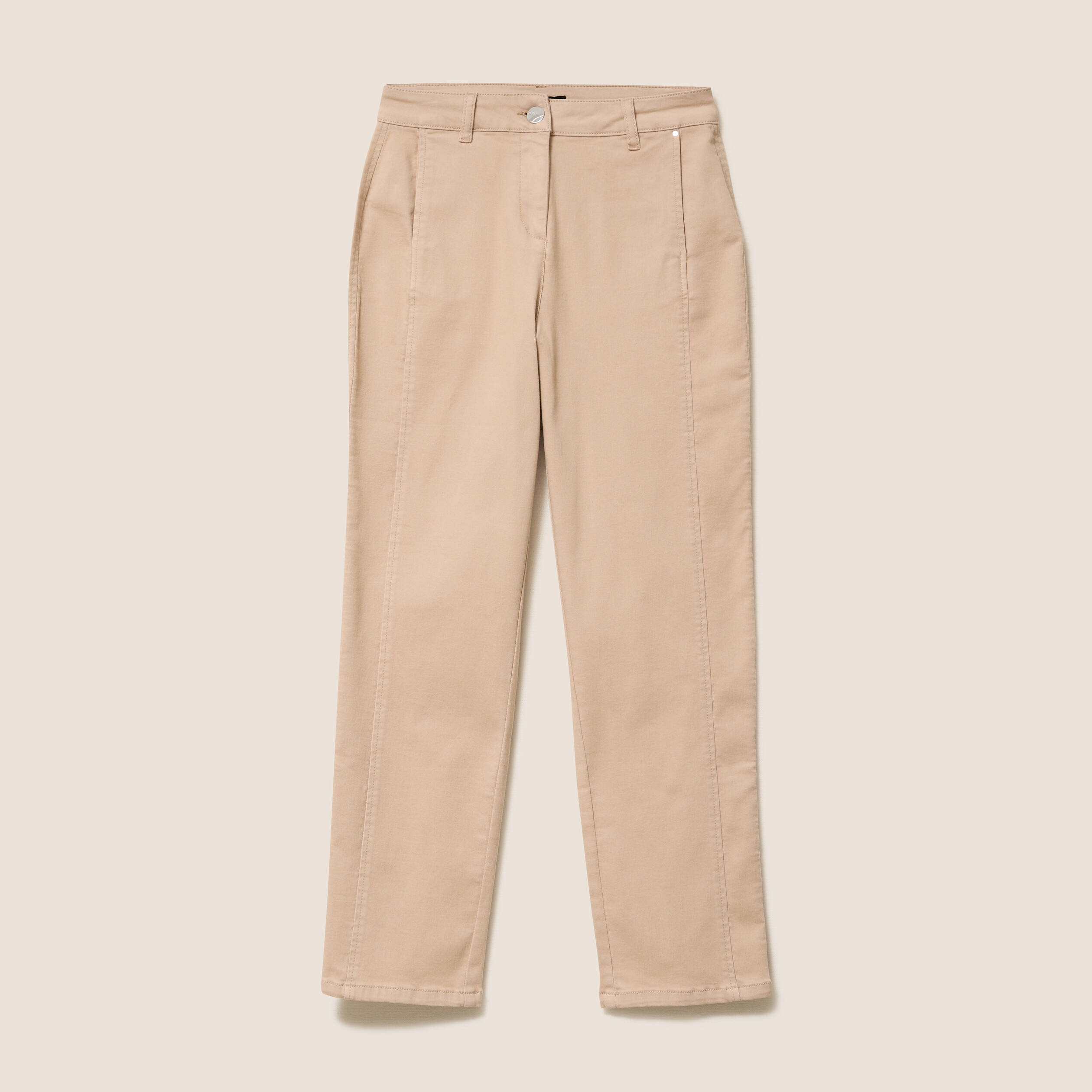 Pantalon boyfriend taille haute sable femme
