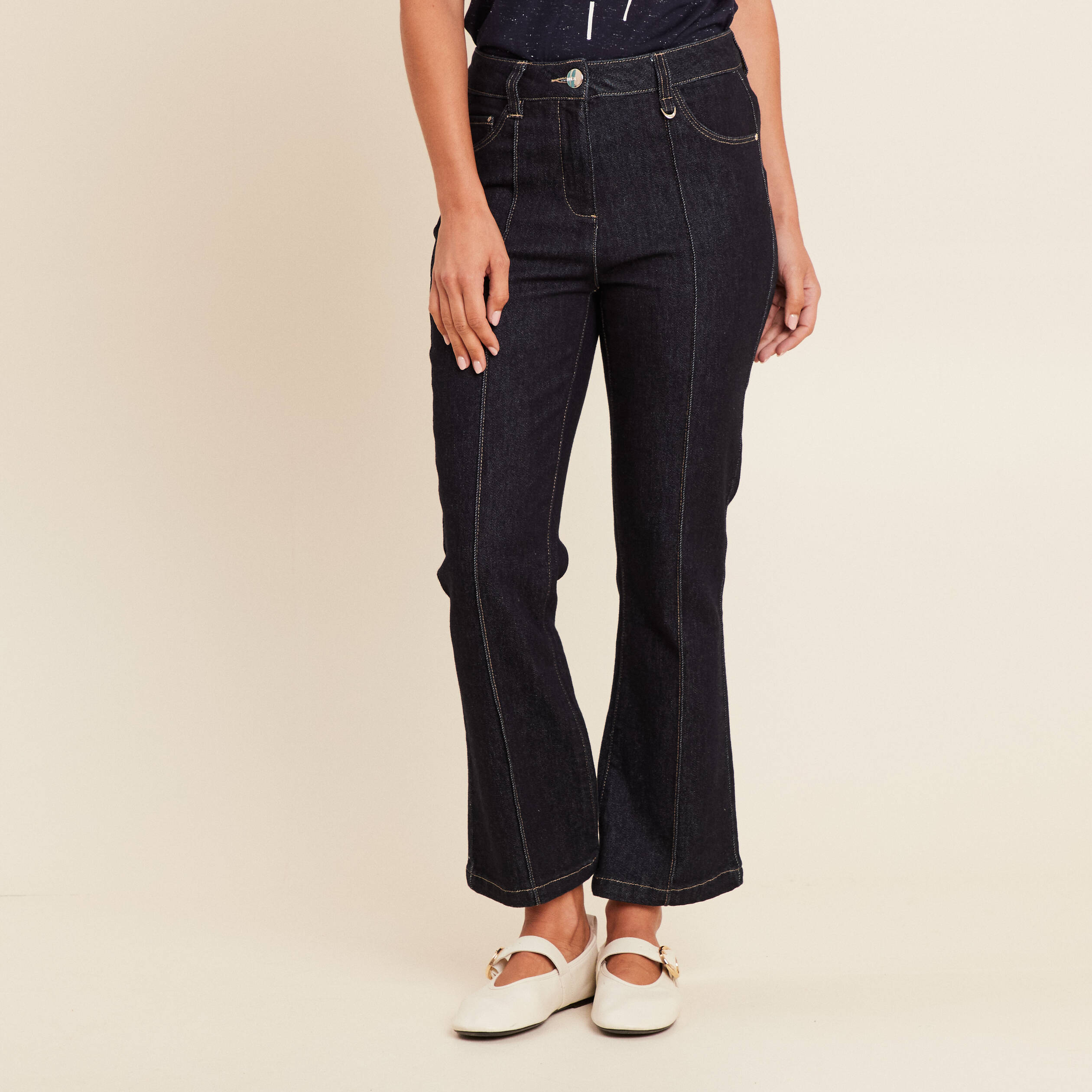 pantalon bootcut 78eme taille haute denim brut femme pantalon bootcut 7/8ème taille haute denim brut femme
