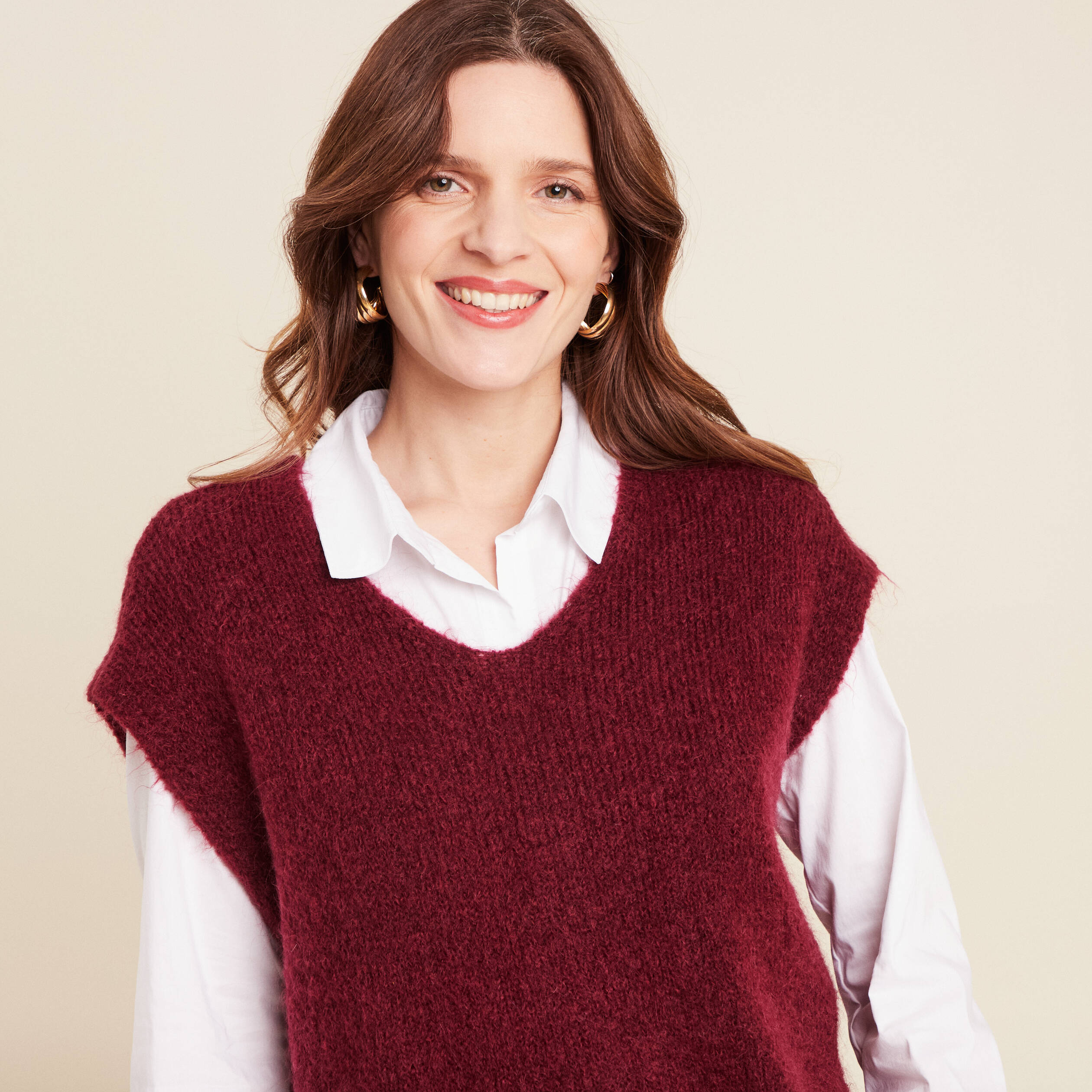 pull sans manches bordeaux femme Pull sans manches bordeaux femme
