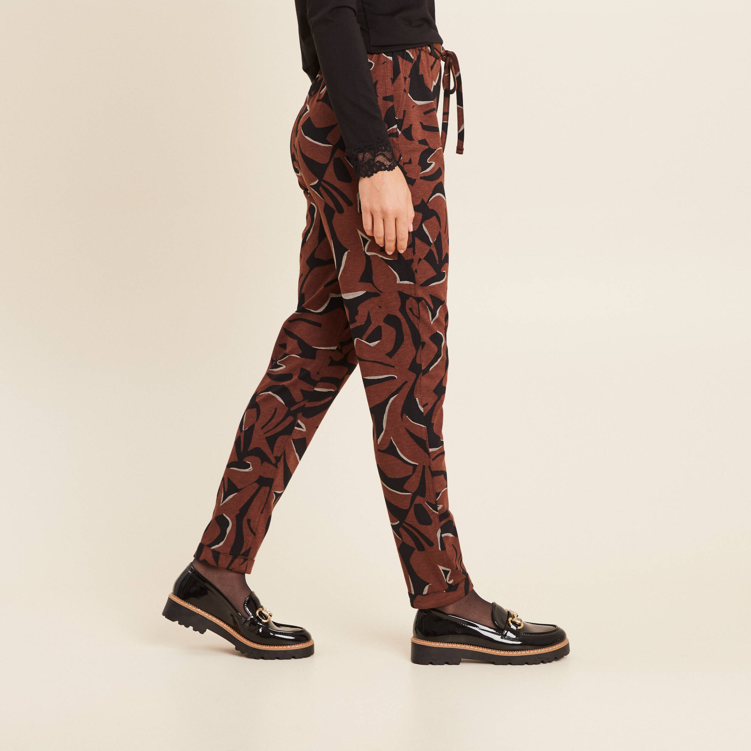 Pantalon jogging réversible marron femme