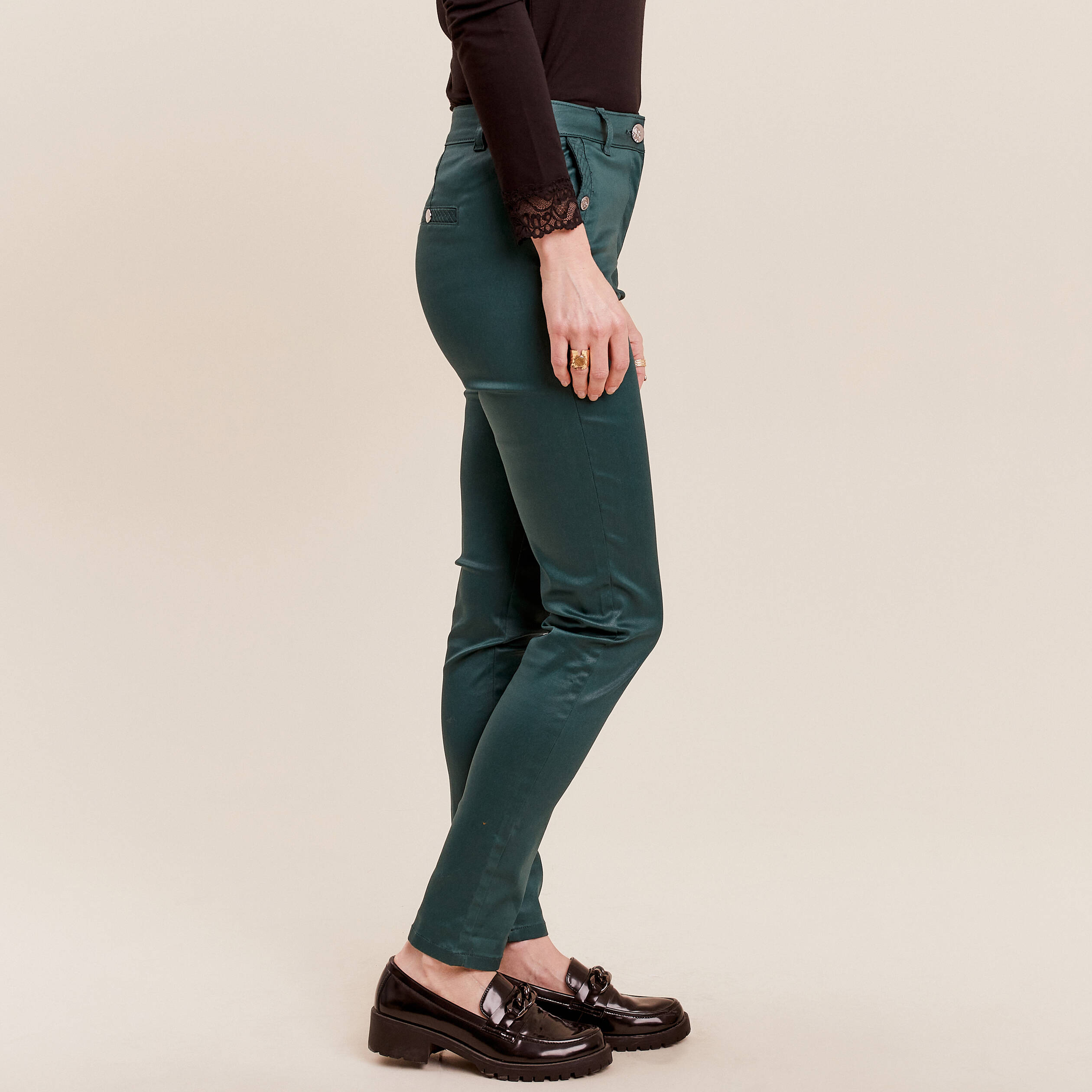Pantalon femme top vert