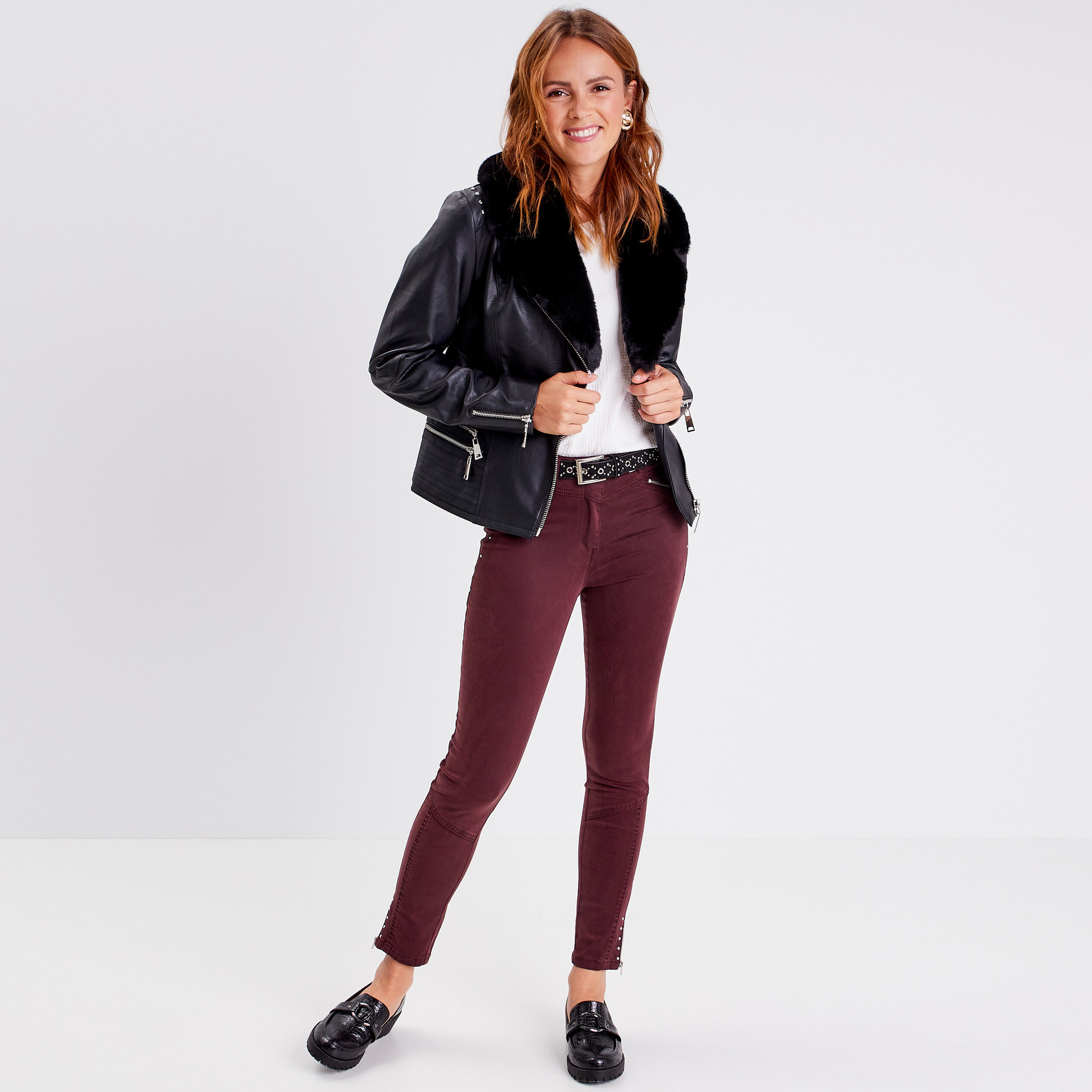 Veste esprit perfecto cintrée noir femme