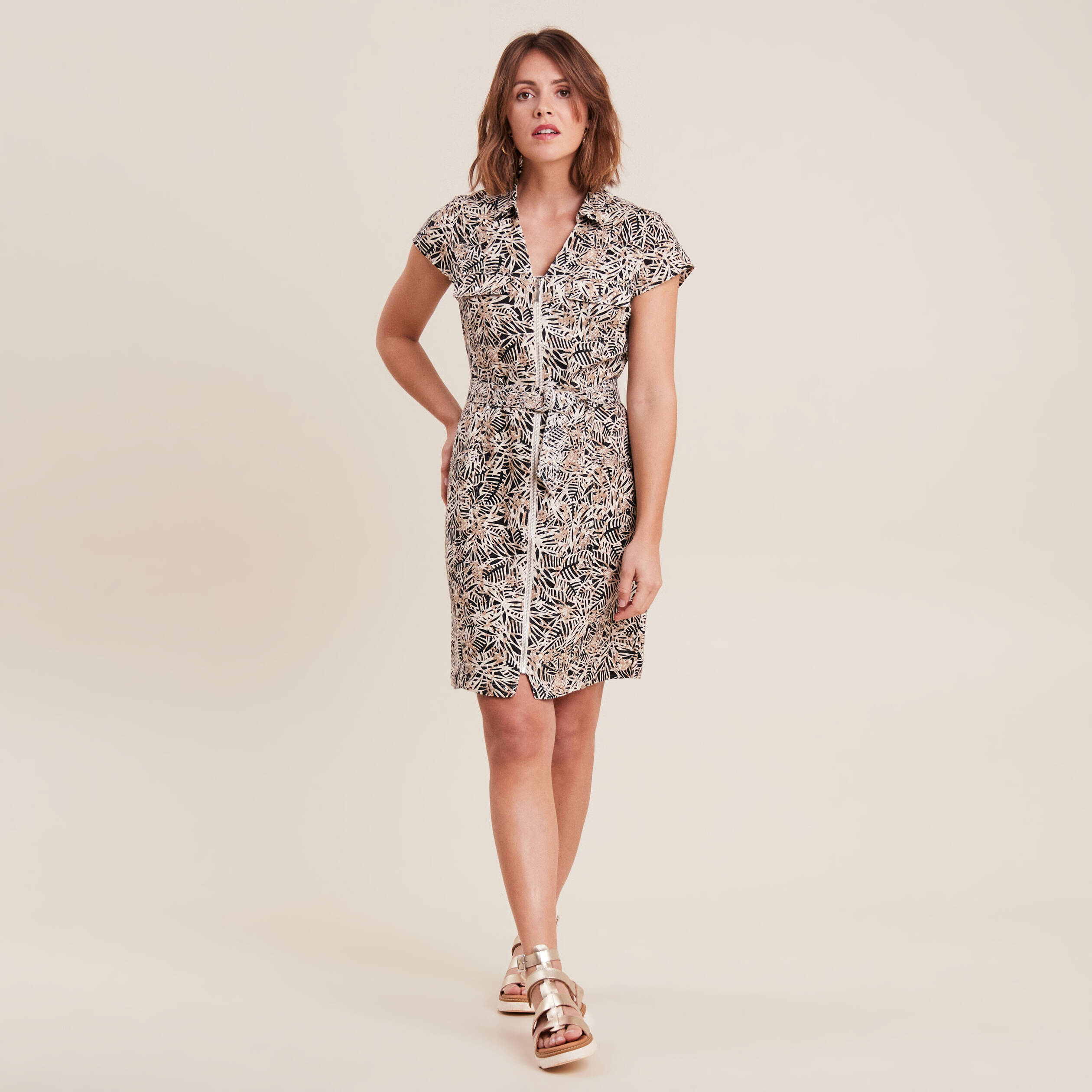 Robe droite zippée noir femme