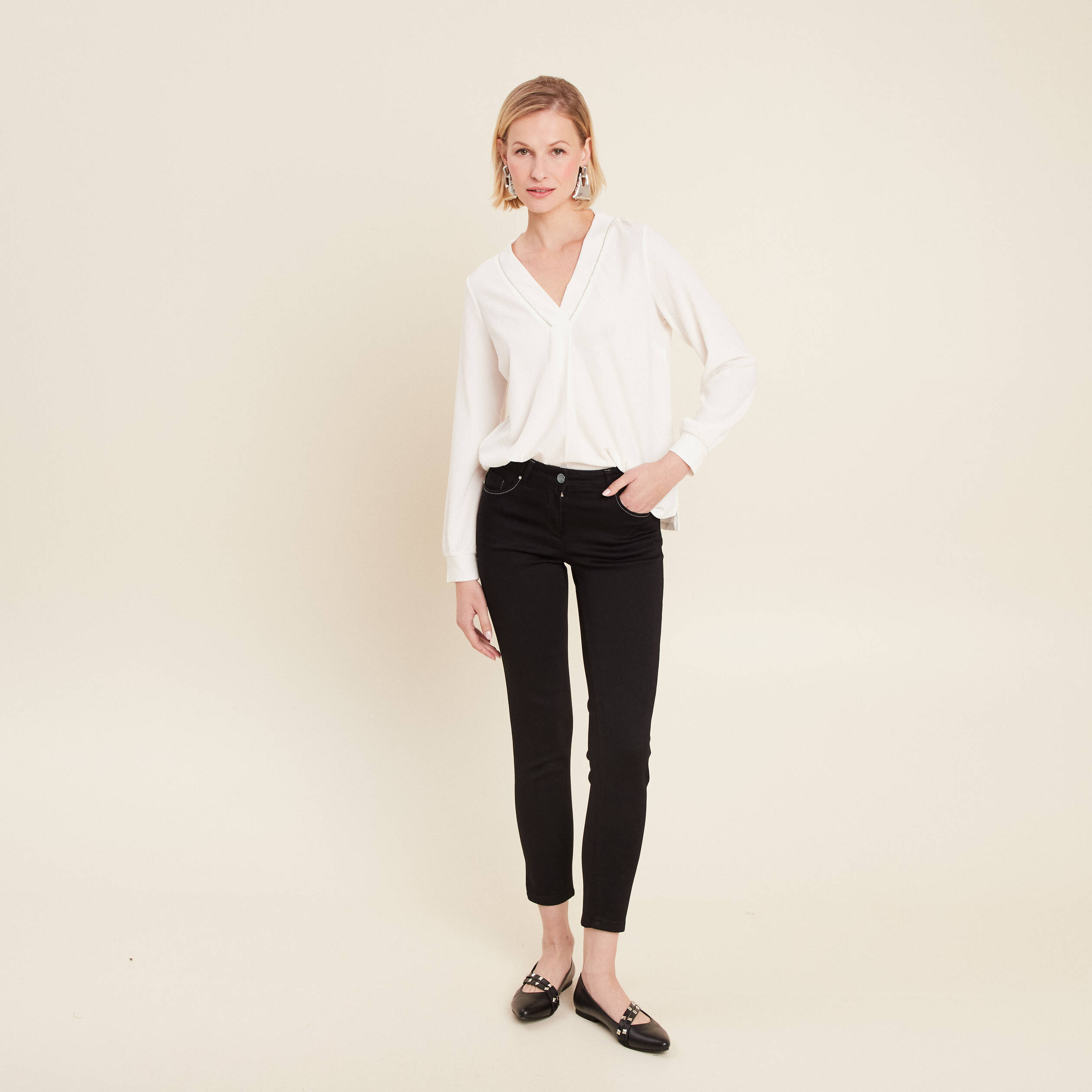 T-shirt manches longues blanc femme