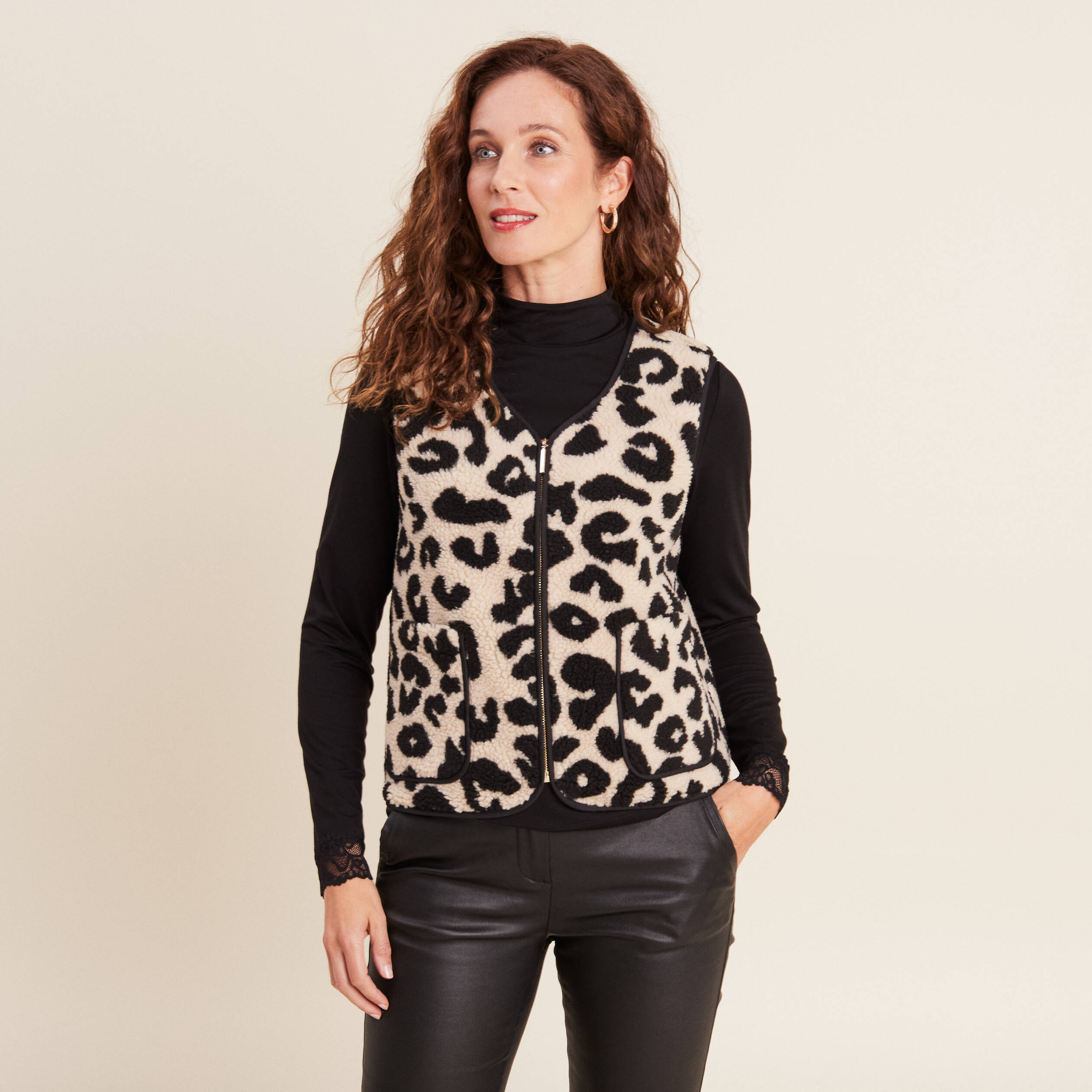 Gilet sans manches zippe beige femme Breal