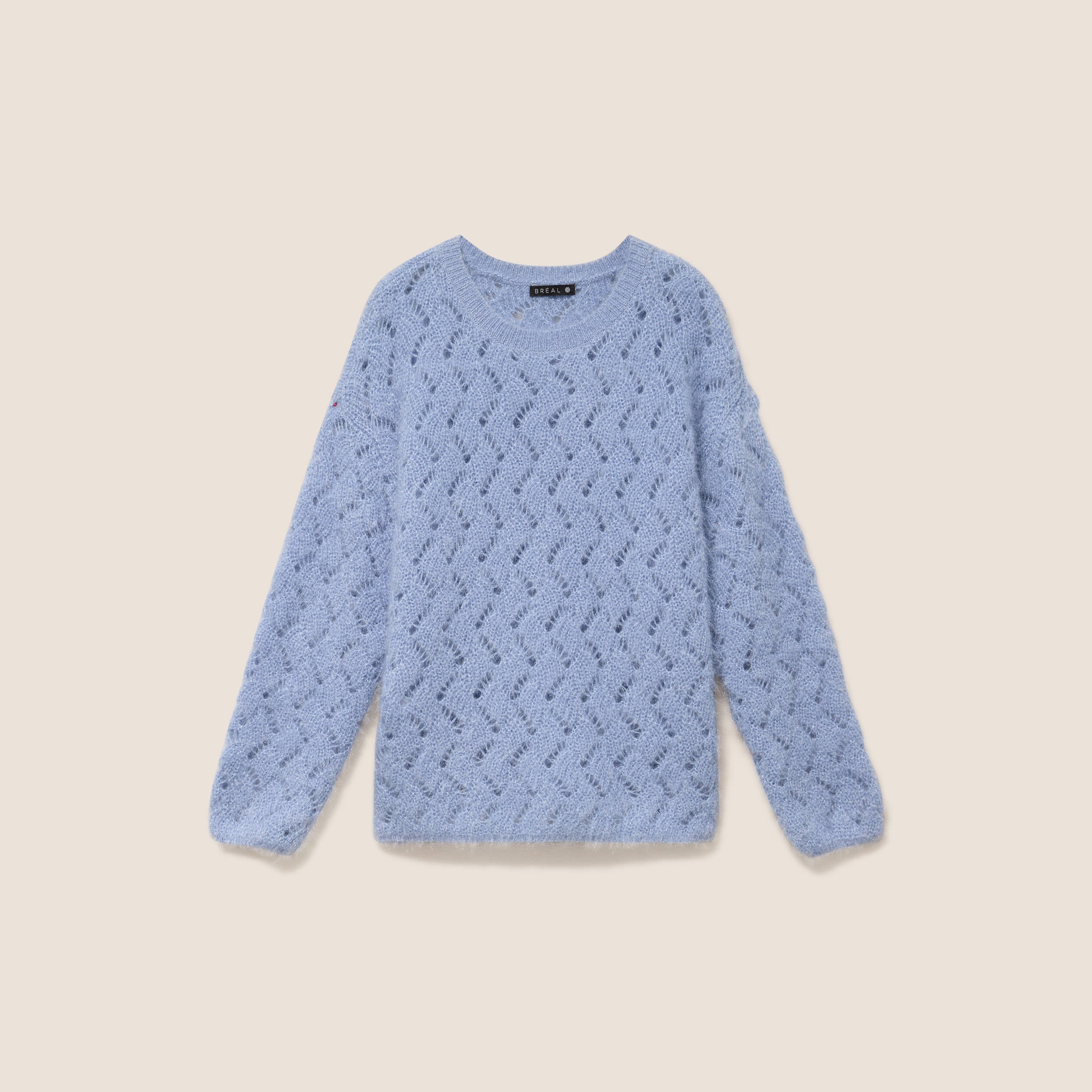 Pull manches longues ajour&eacute; denim snow gris femme