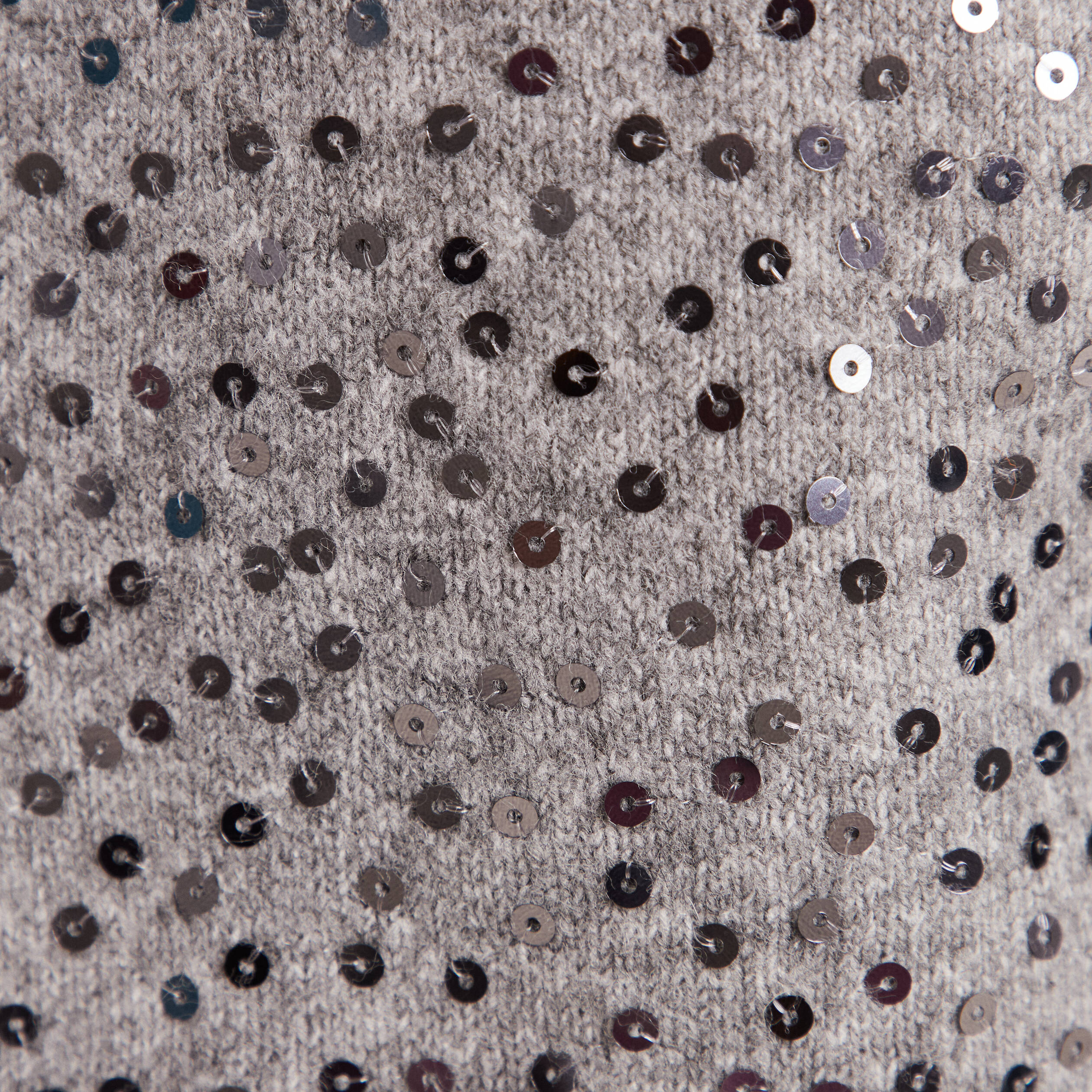 Pull manches longues sequins gris clair femme