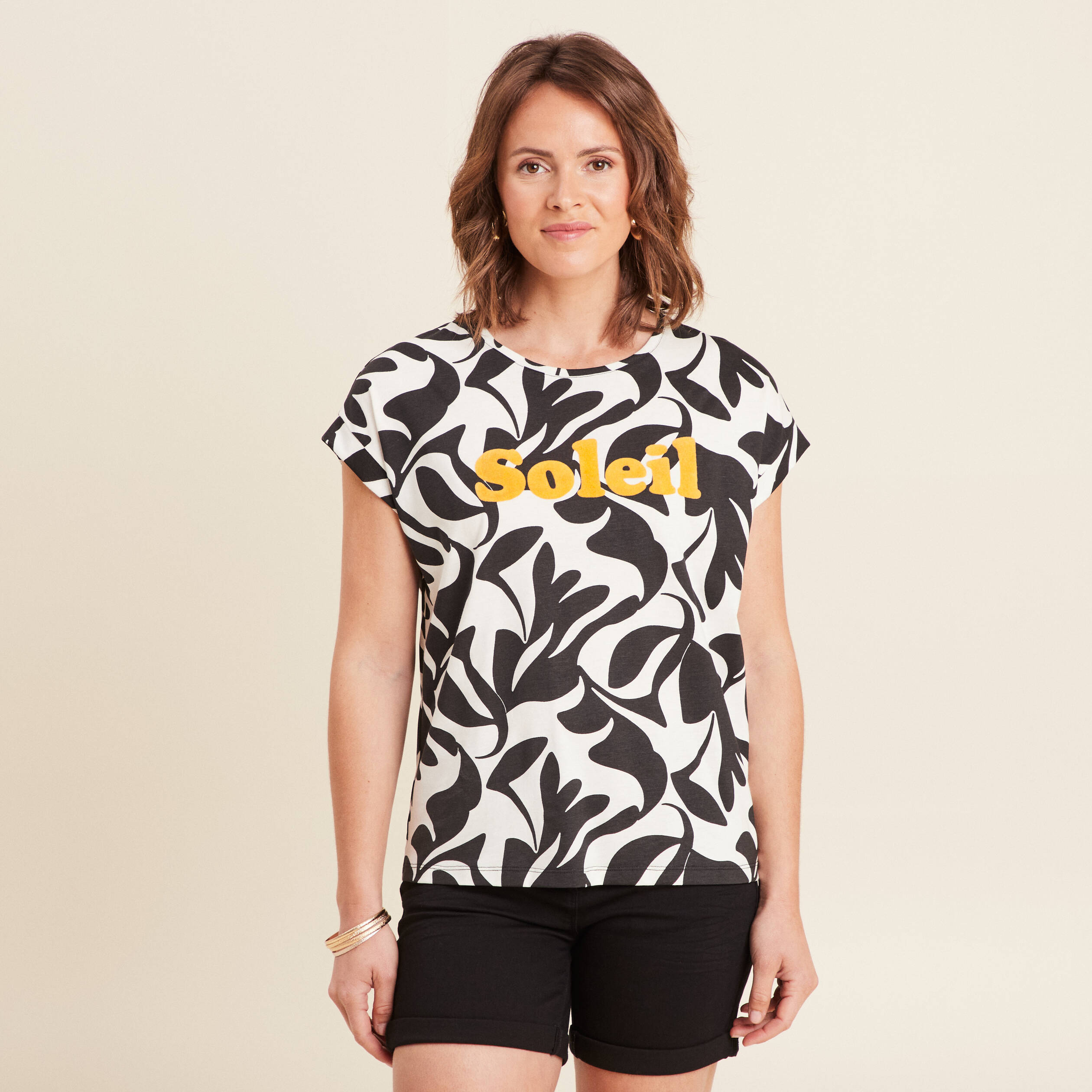 t shirt manches courtes noir femme T-shirt manches courtes noir femme