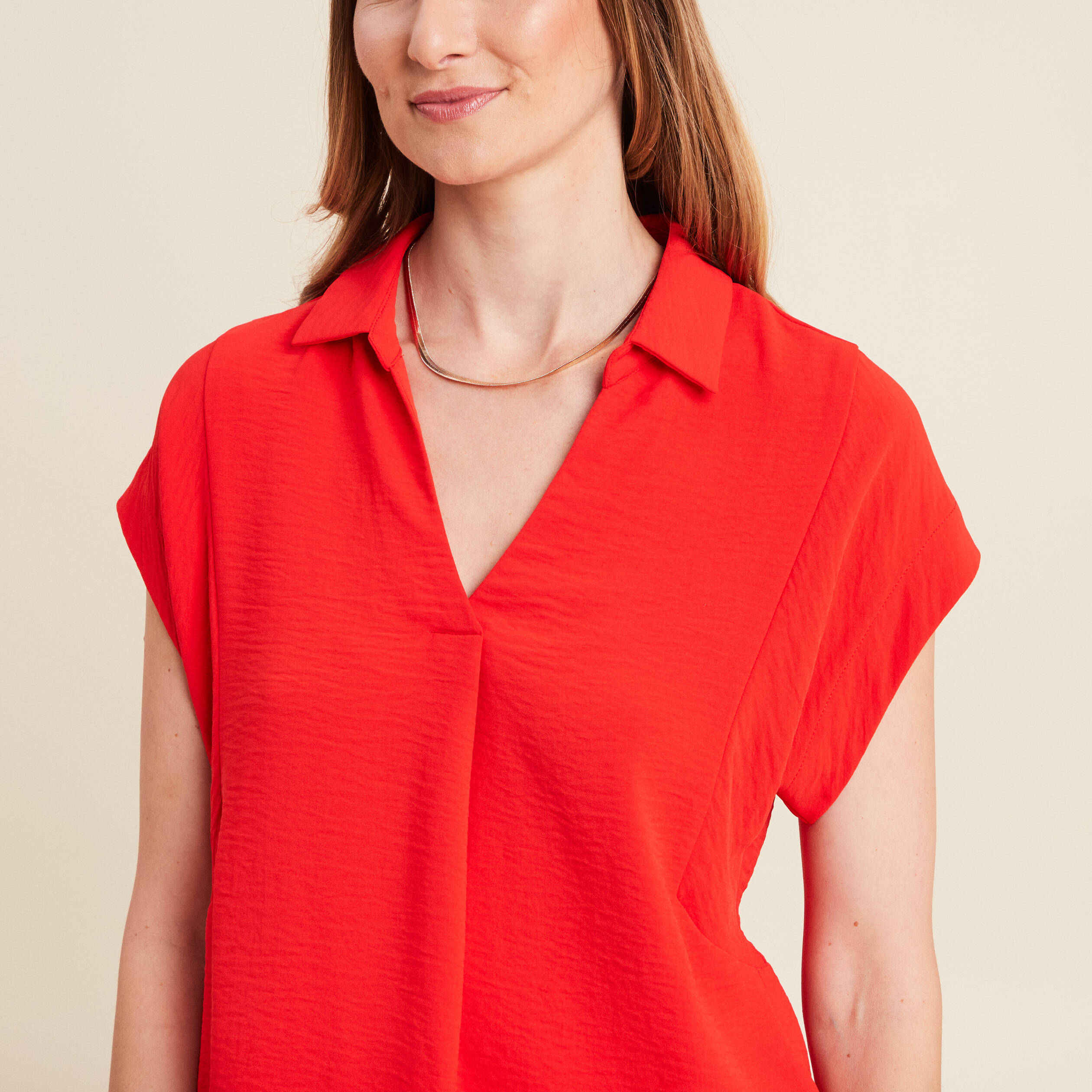 Blouse manches courtes rouge femme