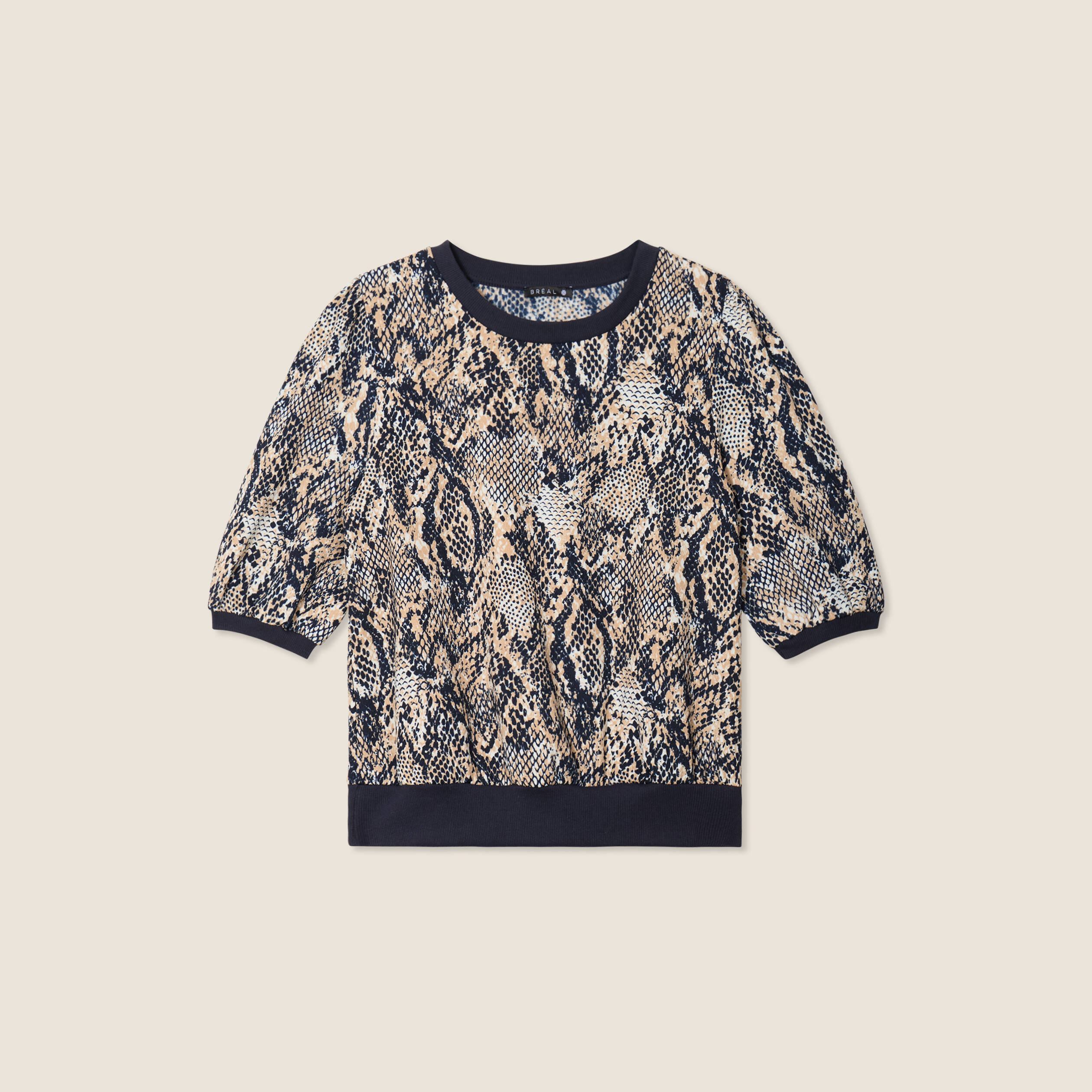 T-shirt manches 3/4 beige femme