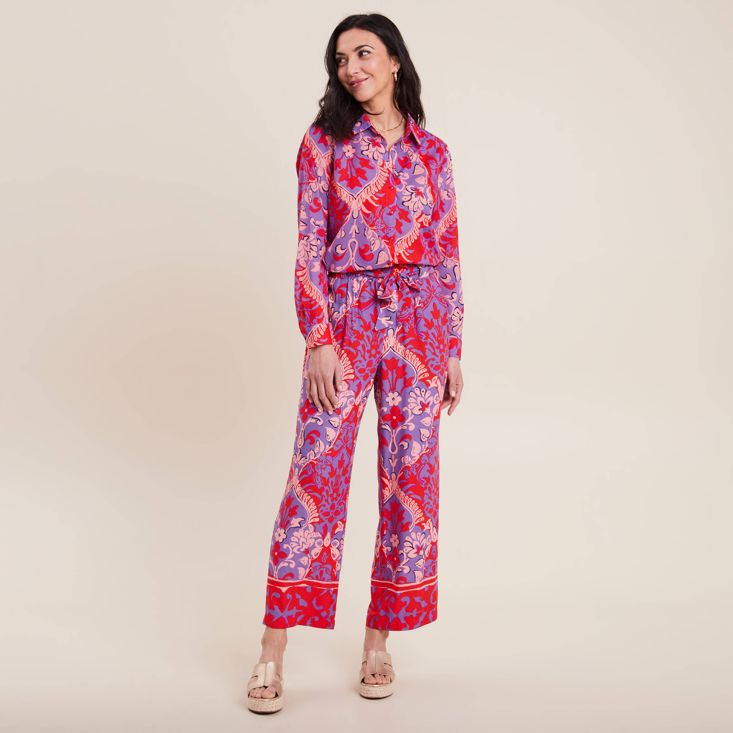 Chemise manches longues rouge femme