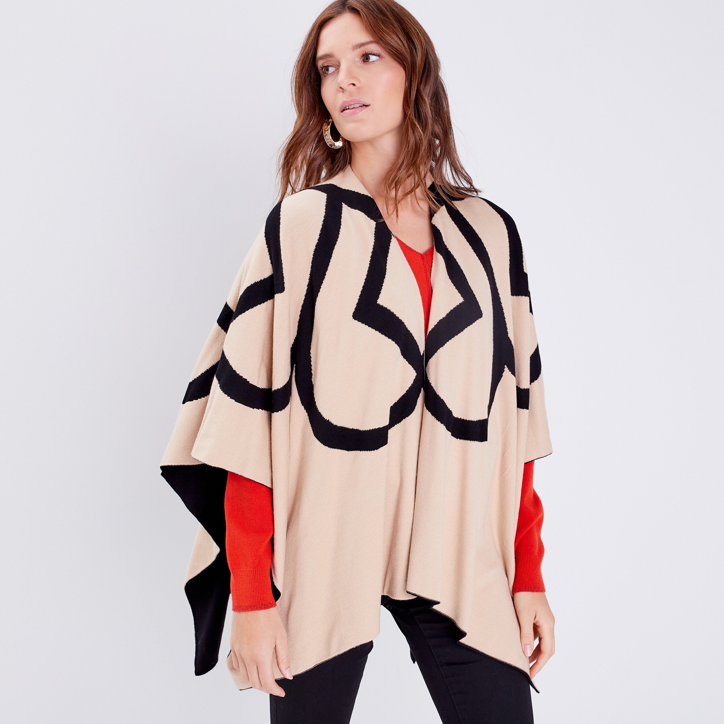 poncho reversible noir femme Poncho réversible noir femme