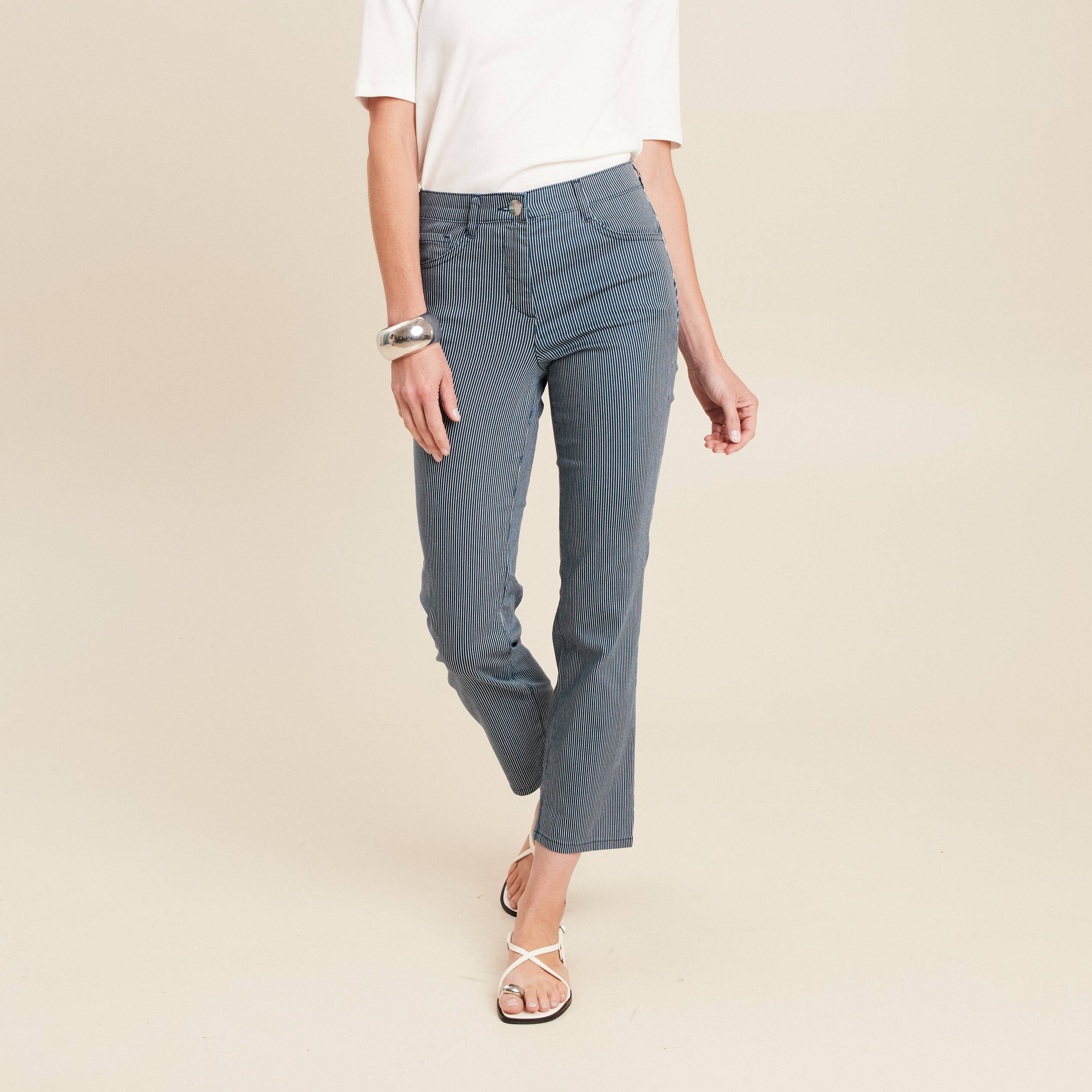 Pantalon magique Le L&eacute;ger coupe droite bleu marine femme