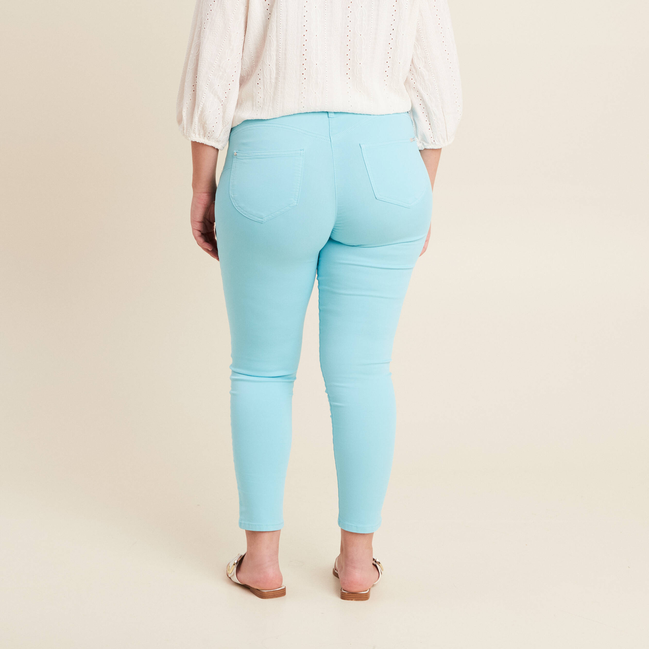 Pantalon léger taille standard 7/8ème bleu femme