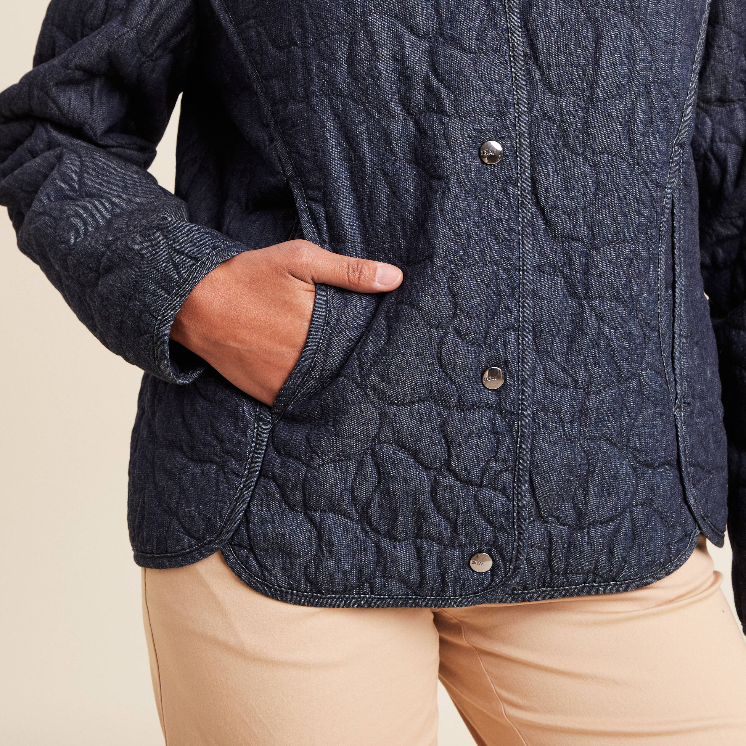 doudoune doublee sans col denim brut femme Doudoune doublée sans col denim brut femme