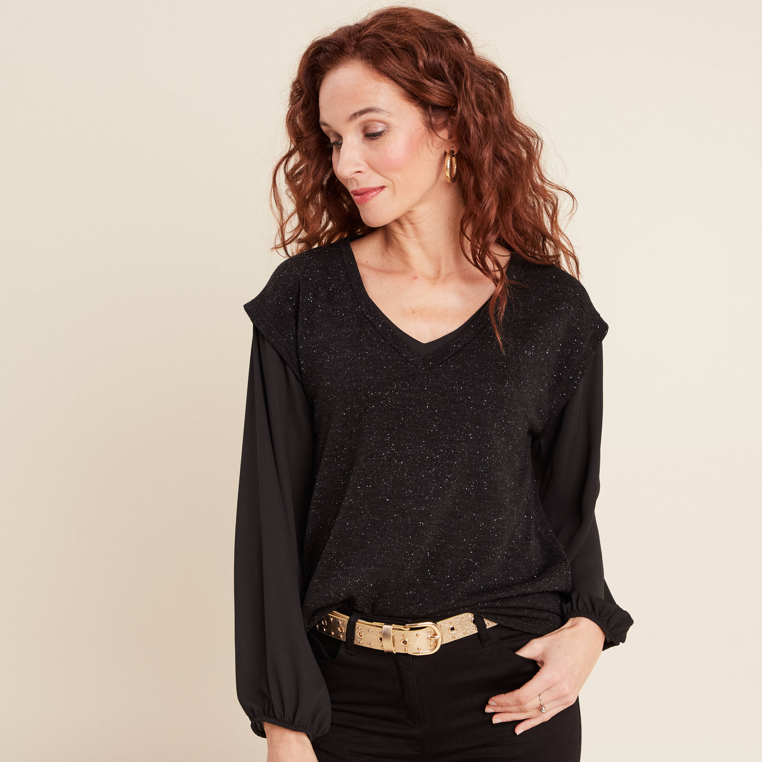 T-shirt manches longues noir femme