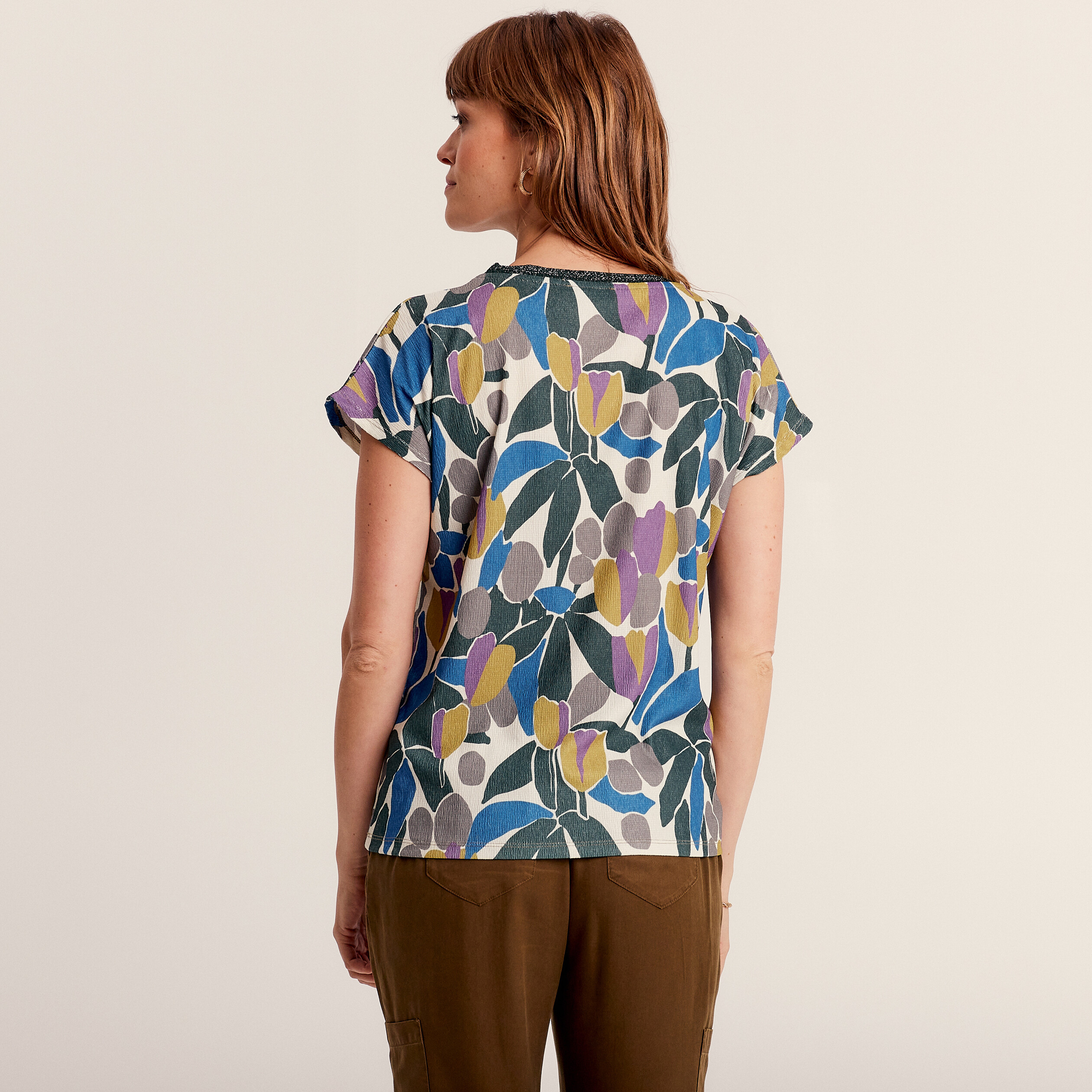 T shirt manches courtes multicolore femme