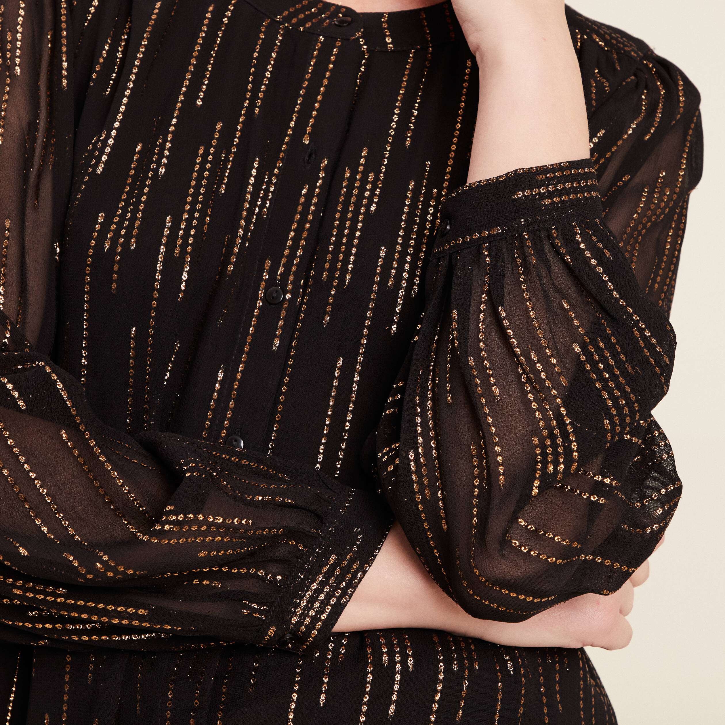 Blouse manches longues couleur or femme