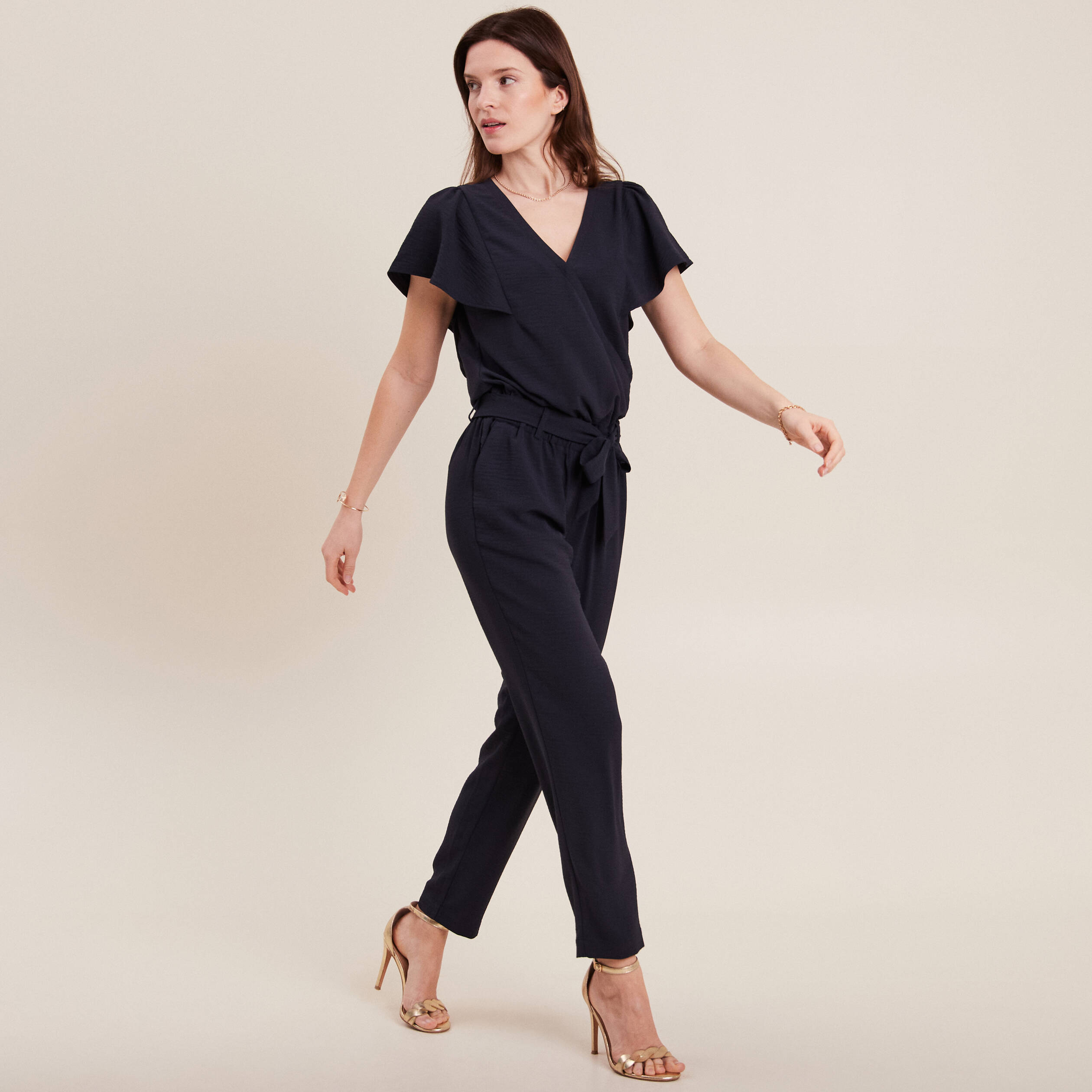 Combinaison pantalon droite bleu foncé femme