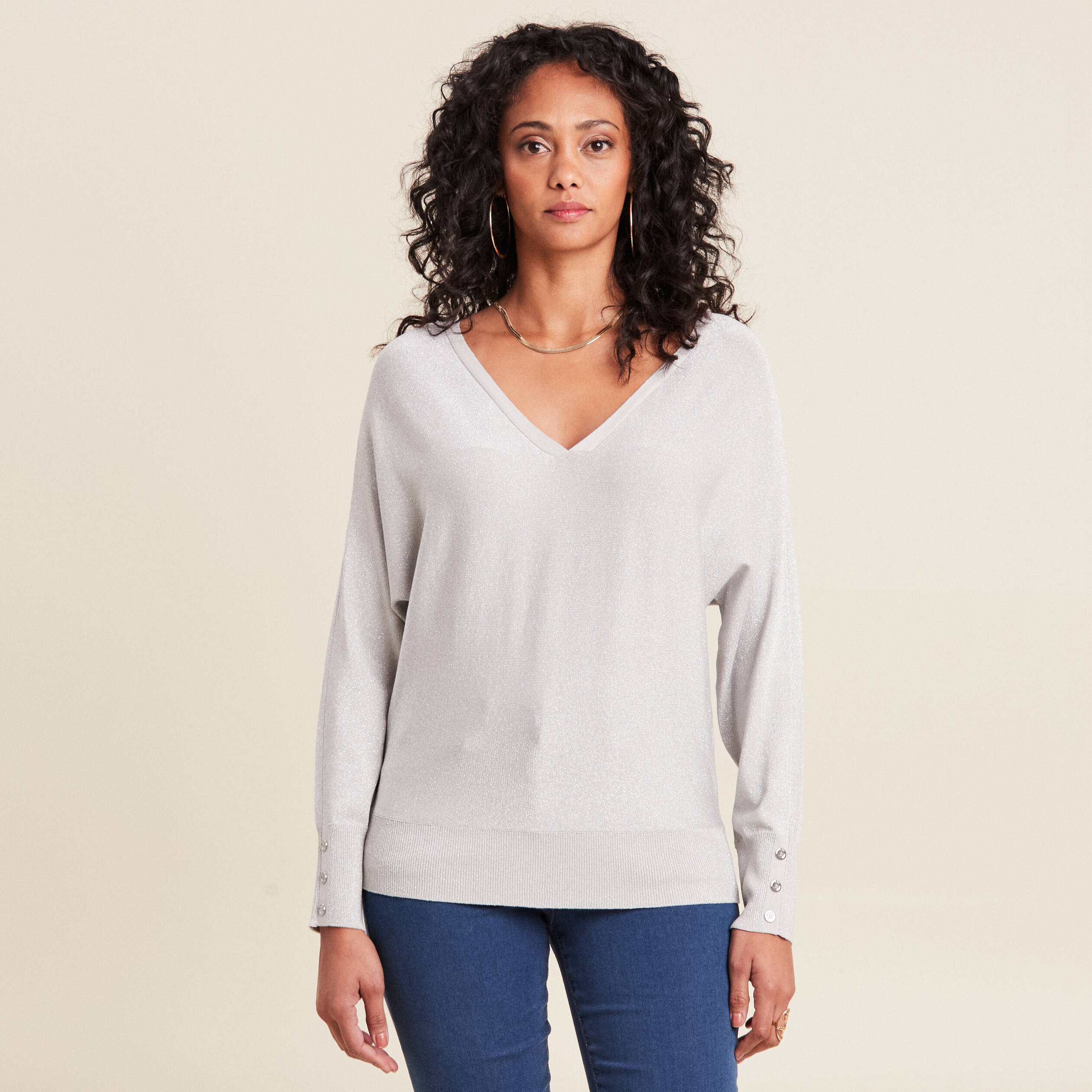 Pull argenté femme deals