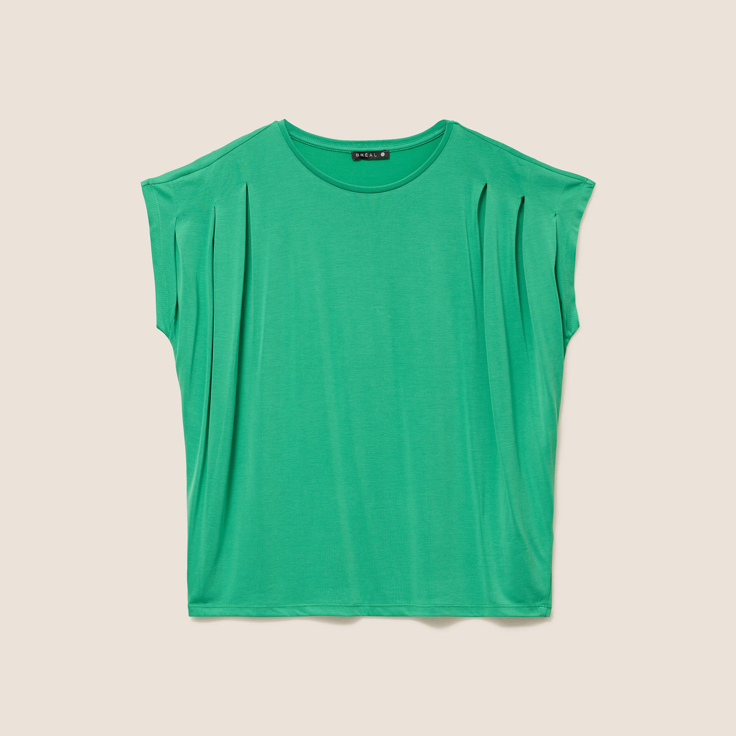 T-shirt droit col rond manches courtes vert menthe femme