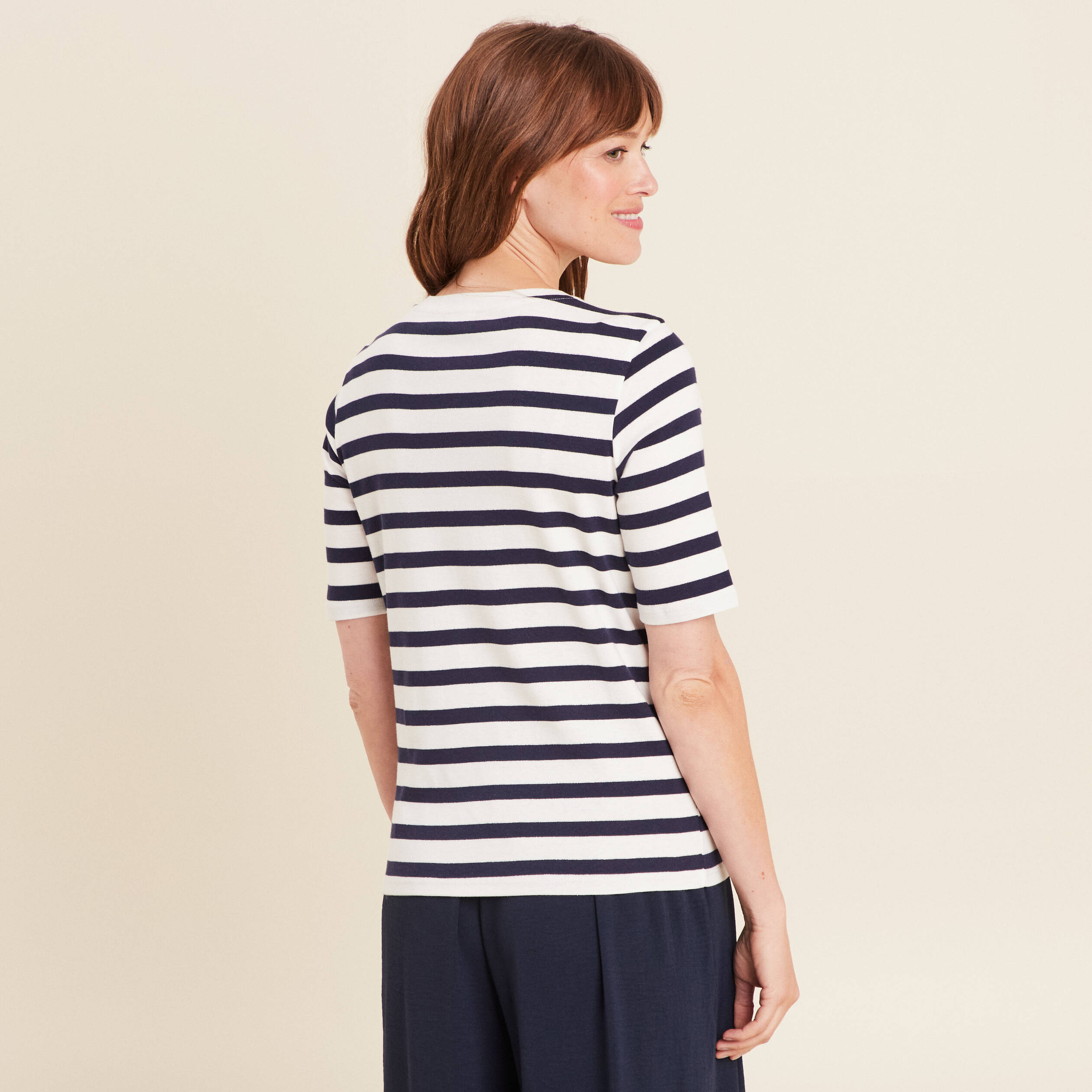 t shirt col rond bleu marine femme T-shirt col rond bleu marine femme