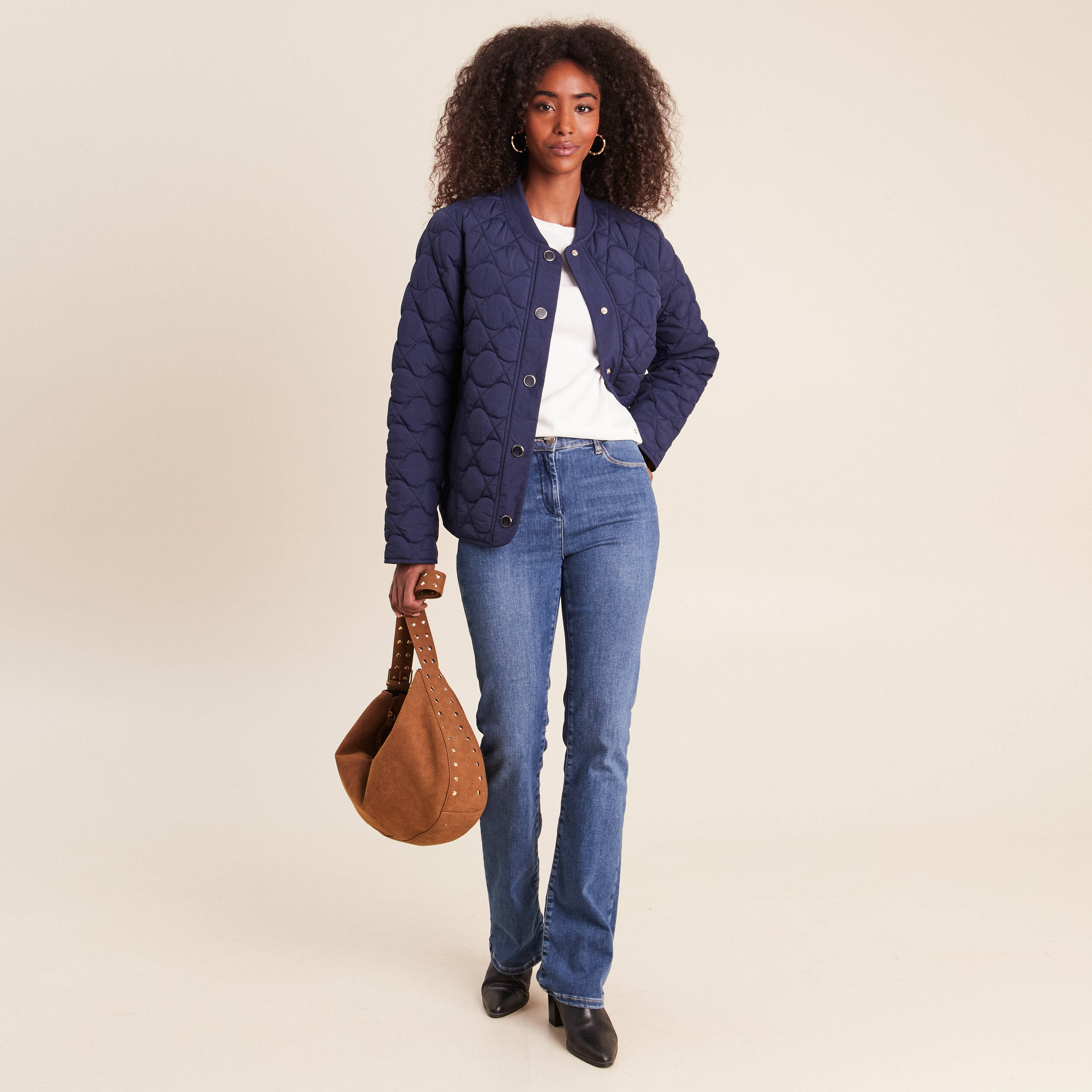 Doudoune l&eacute;g&egrave;re matelass&eacute;e bleu marine femme