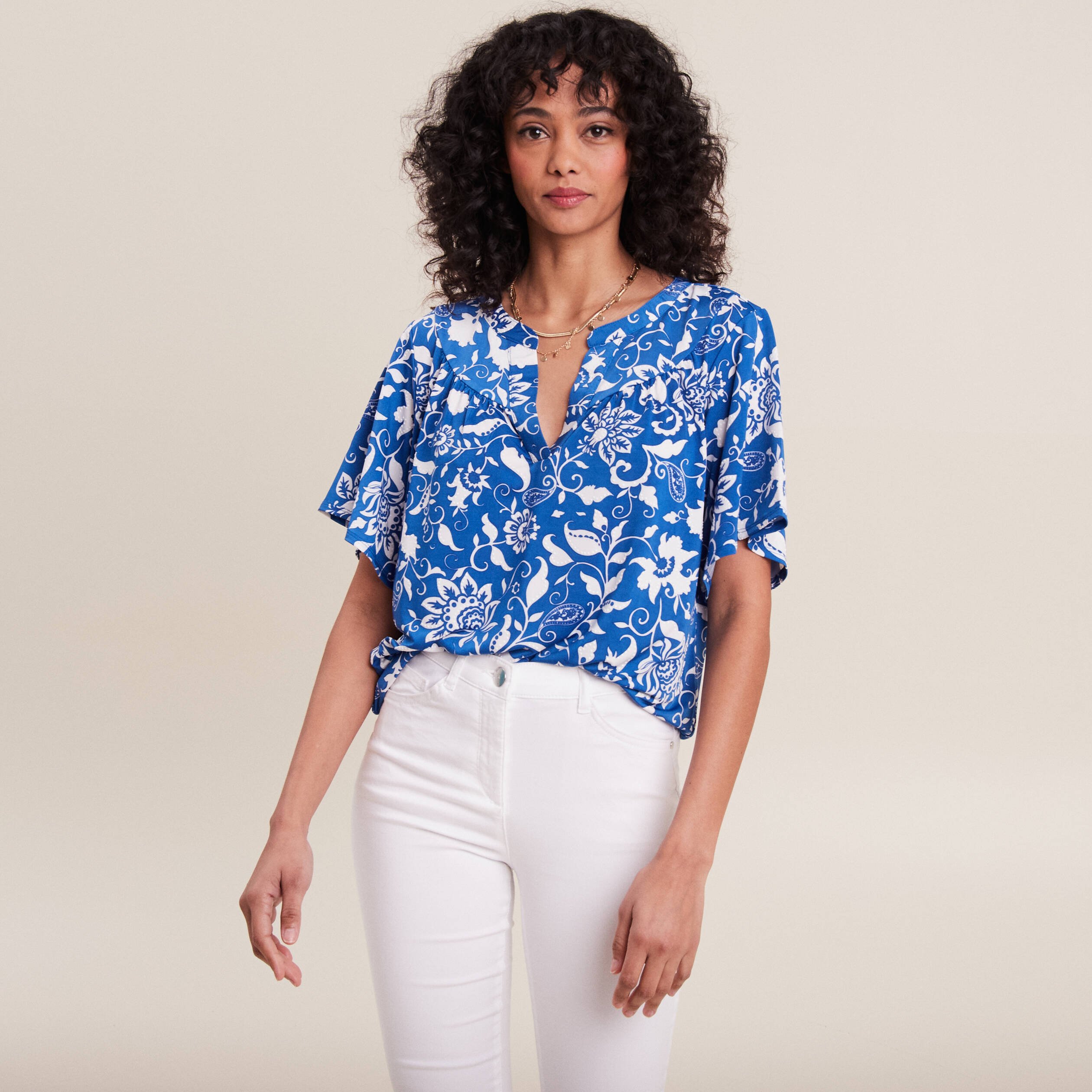 T-shirt manches courtes bleu femme